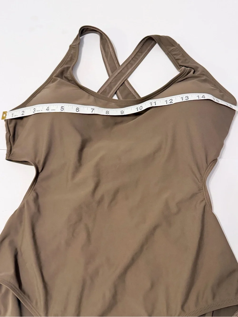 Sassa One Piece Swimsuit Brown Cut Out Monokini Crisscross Back Womens Large